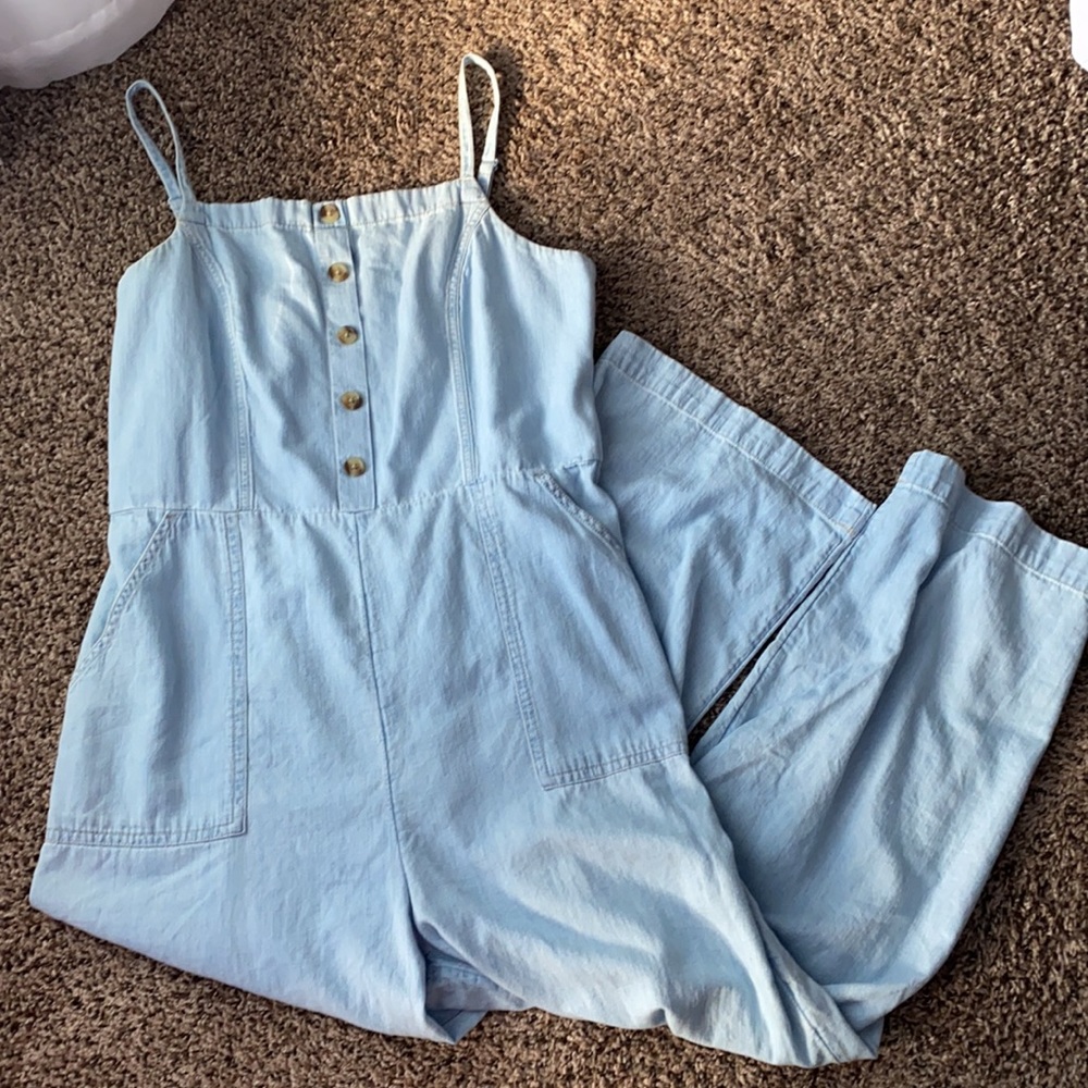 Old Navy Jumpsuit Denim Pockets L Wide Leg